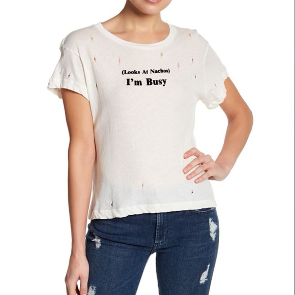 Wildfox Tops - WILDFOX I'm Busy with Nachos Destroyed Tee